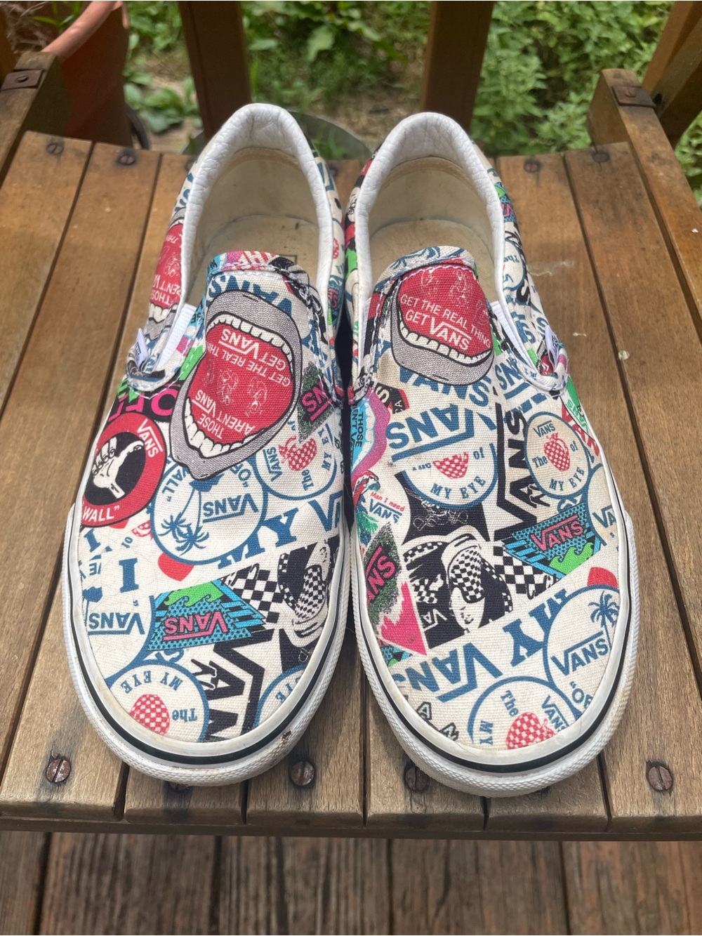 Vans Slip-On Sneakers with Multicolor Logo Patchwork